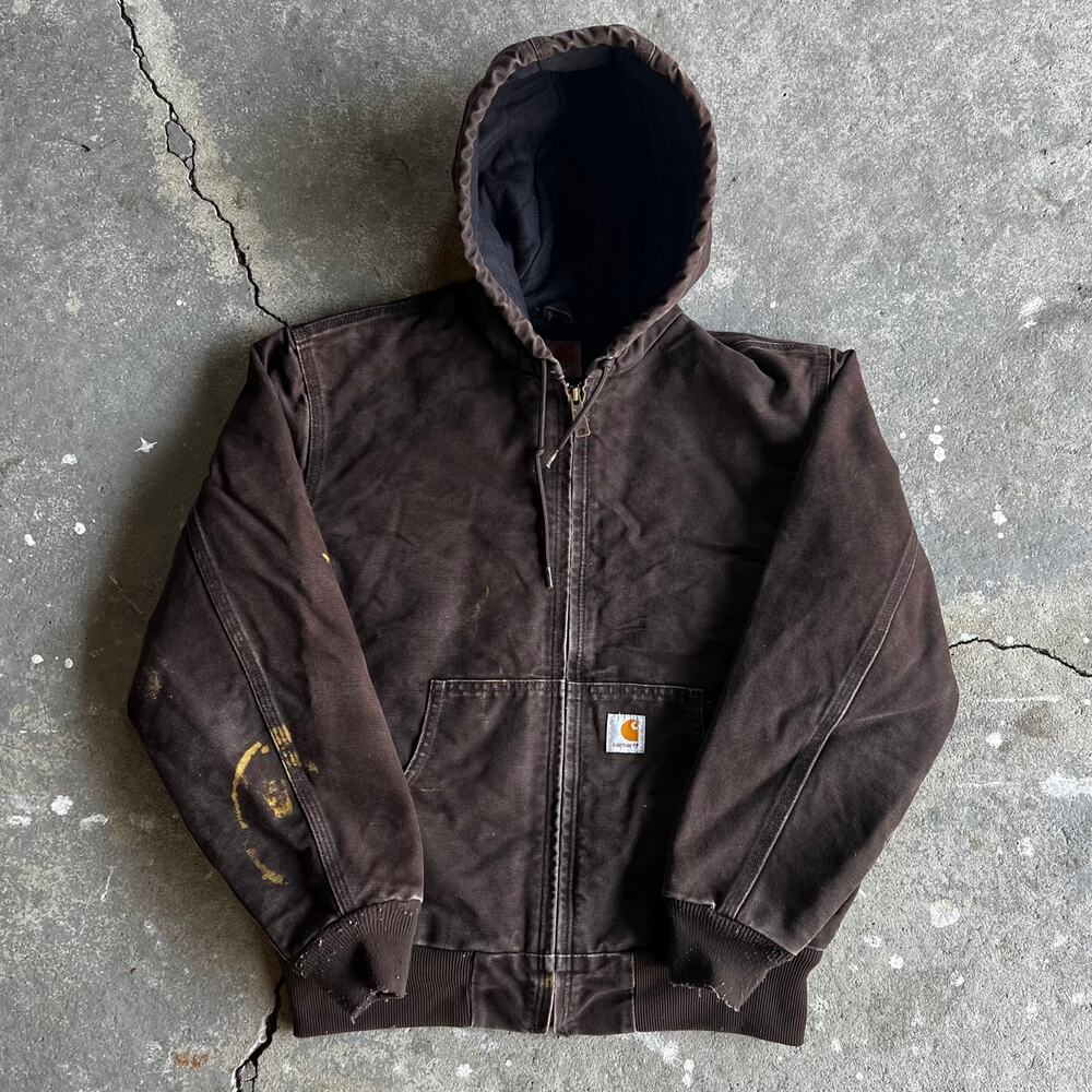 Carhartt WOMENS WJ130 DKB brown hooded work wear jacket